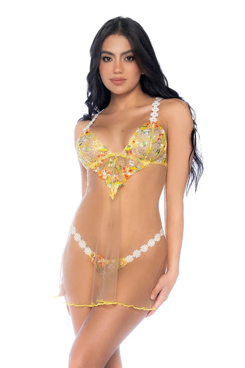 Mapale Daisy Bliss Sheer Mesh Babydoll